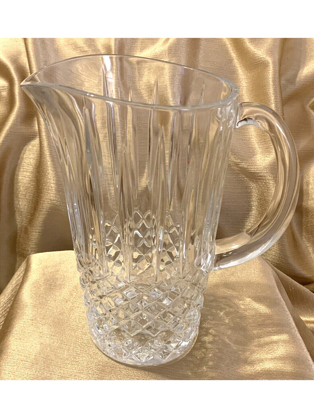 VTG Rogaska Crystal Water Pitcher 5lb 9" Pineapple Cut w/ Vertical Ridges